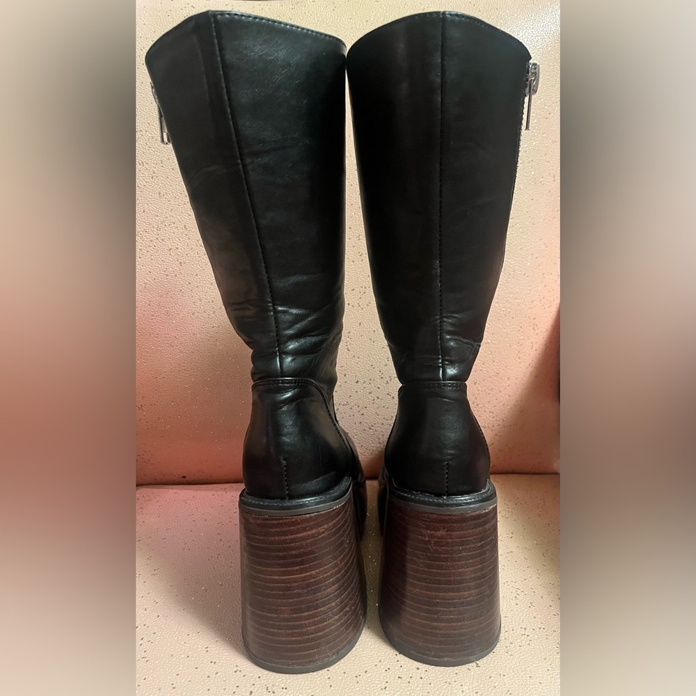 Dolls kill Delias Vegan Leather Calf Teddy Bear Platform Kawaii Black Boots 7 - Picture 6 of 8
